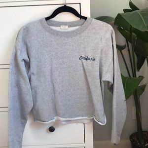Brandy Melville Cropped Grey Sweatshirt
